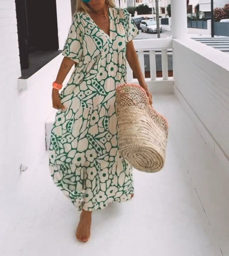 New short sleeve printed dress