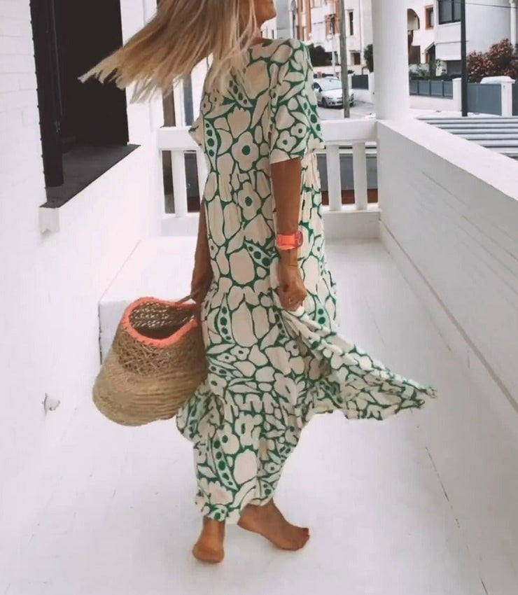New short sleeve printed dress