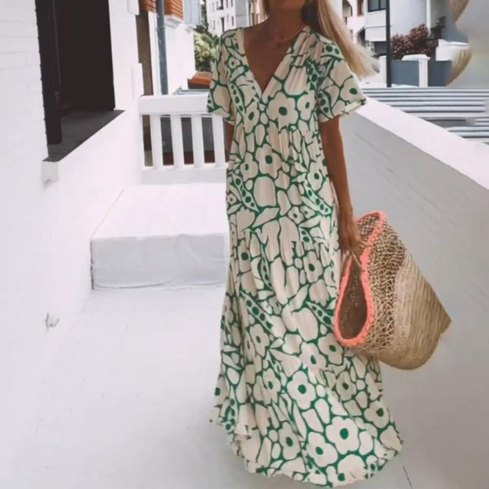 New short sleeve printed dress