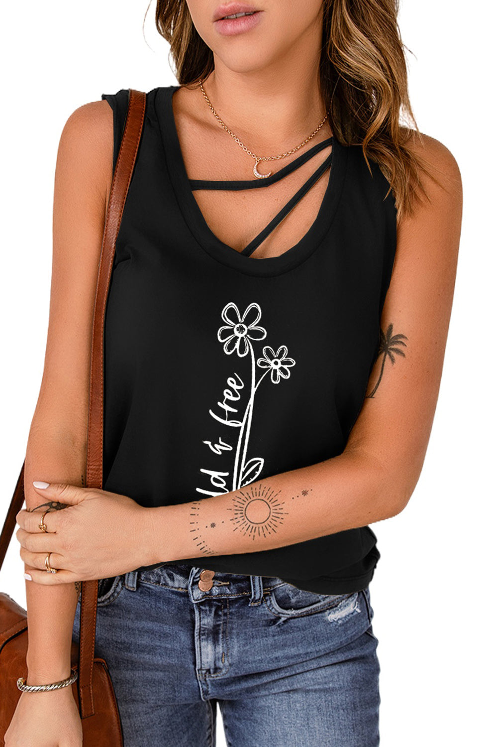 Strappy Hollow-out Neck Tank Top