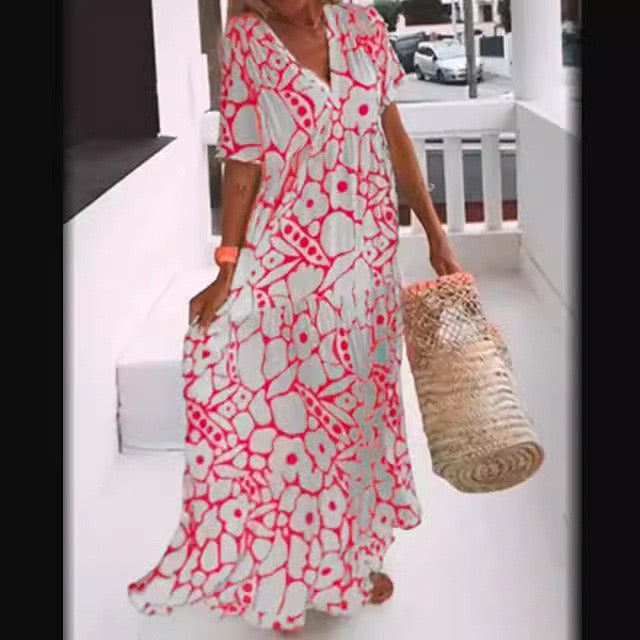 New short sleeve printed dress