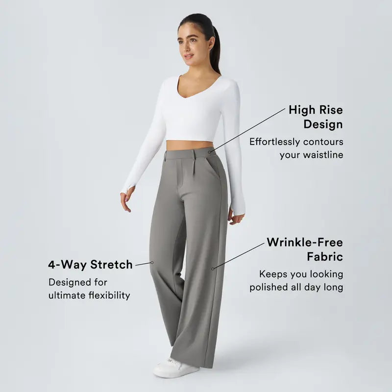 Halara Flex High Waisted Plicated Side Pocket Straight Leg Work Pants #TikTokShopBacktoSchool