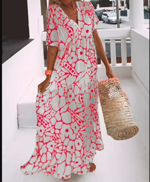 New short sleeve printed dress