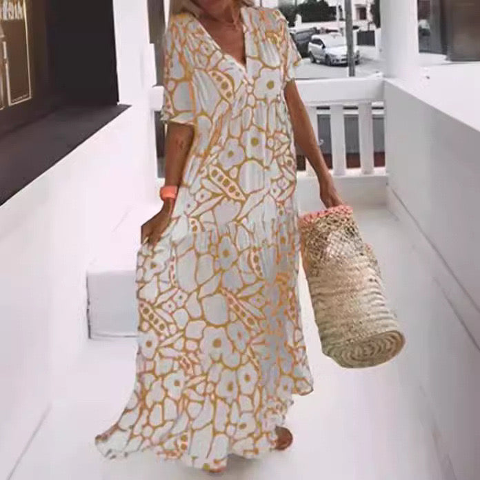 New short sleeve printed dress