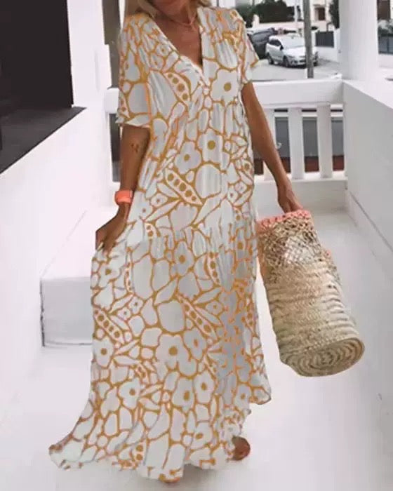 New short sleeve printed dress