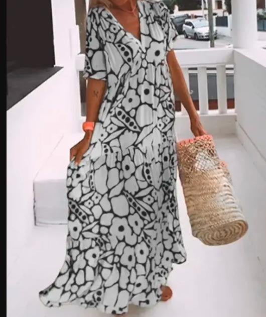 New short sleeve printed dress