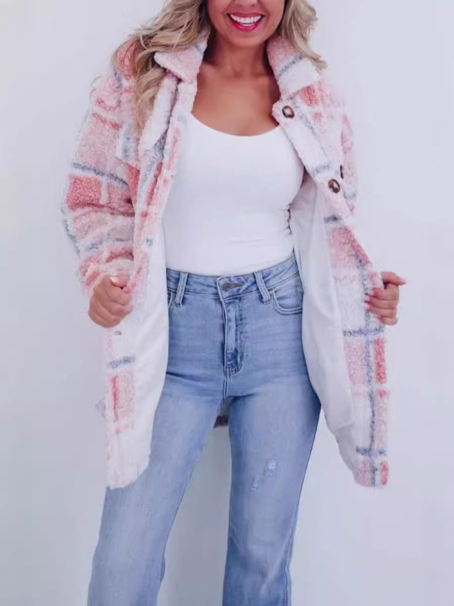 Women's New Teddy Plaid Jacket