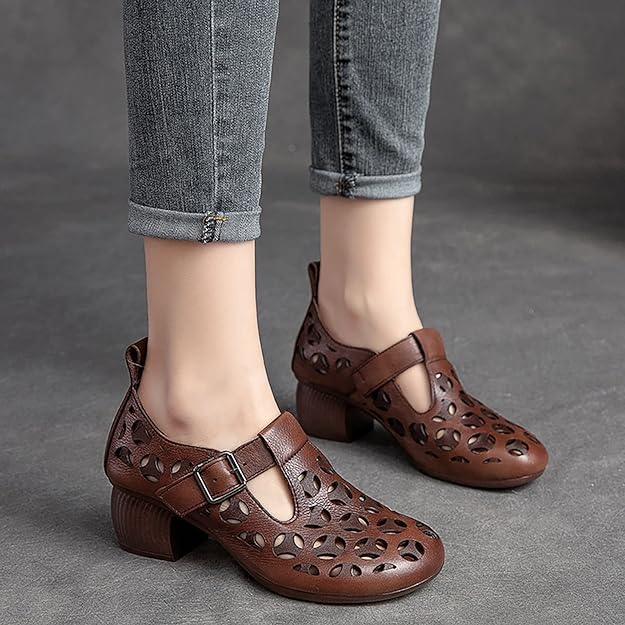 Wearscomfy Women's Leather Retro Ethnic Style Casual Shoes
