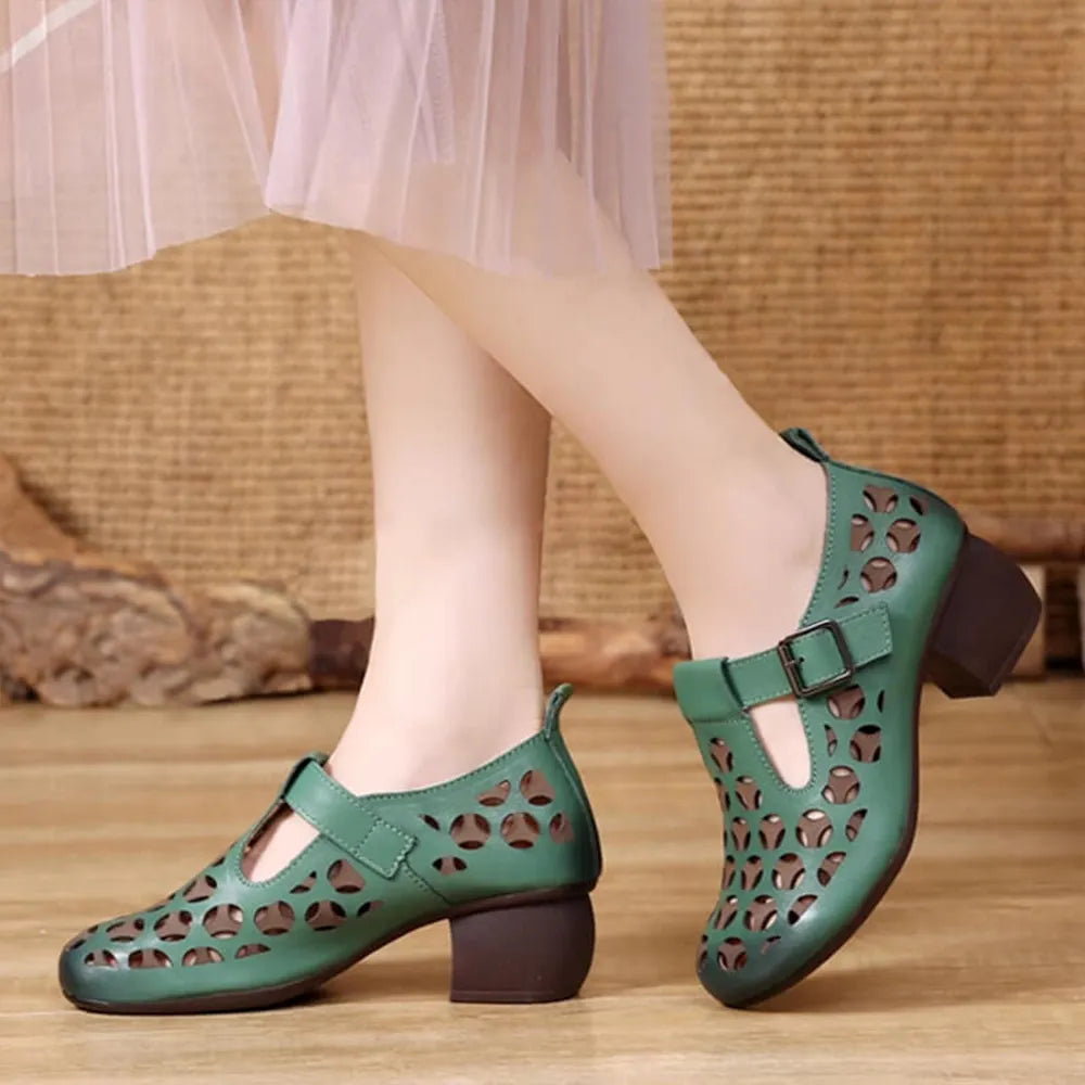 Wearscomfy Women's Leather Retro Ethnic Style Casual Shoes