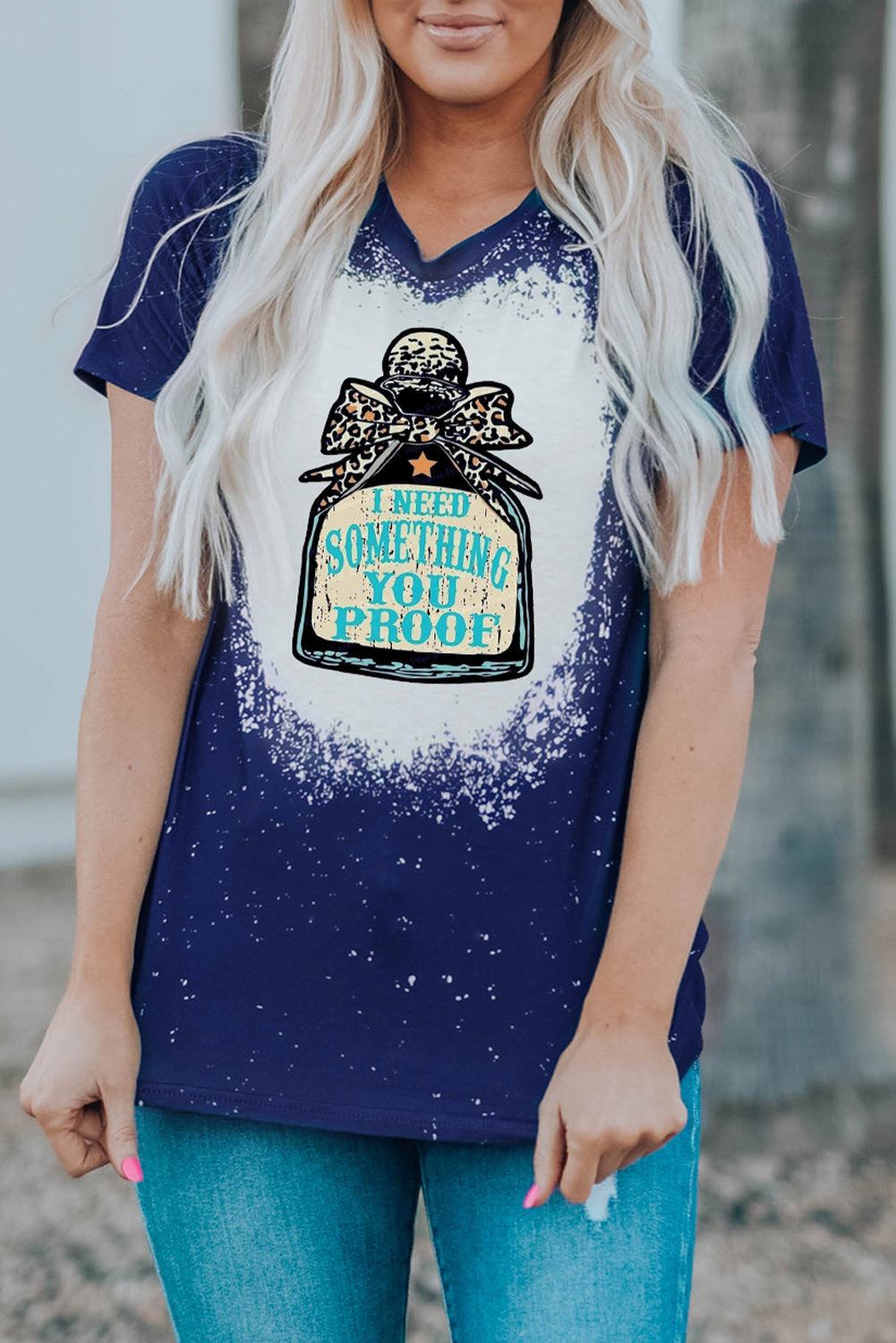 Western Pattern Leopard Letter Print Short Sleeve T-shirt