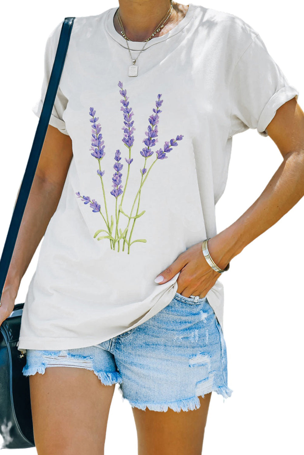 Floral Print Round Neck Short Sleeve Tunic Top