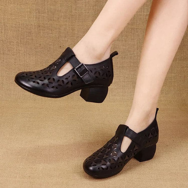 Wearscomfy Women's Leather Retro Ethnic Style Casual Shoes