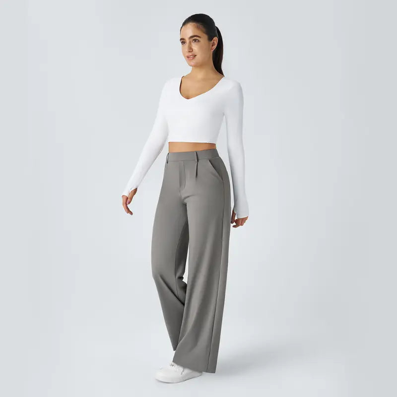 Halara Flex High Waisted Plicated Side Pocket Straight Leg Work Pants #TikTokShopBacktoSchool