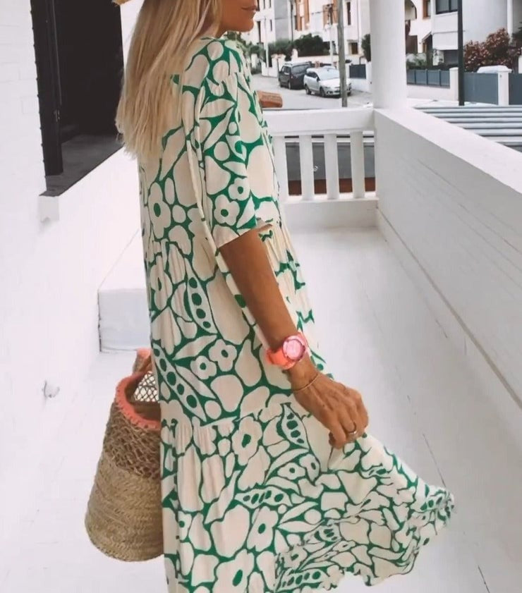 New short sleeve printed dress