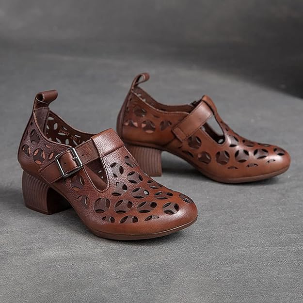Wearscomfy Women's Leather Retro Ethnic Style Casual Shoes