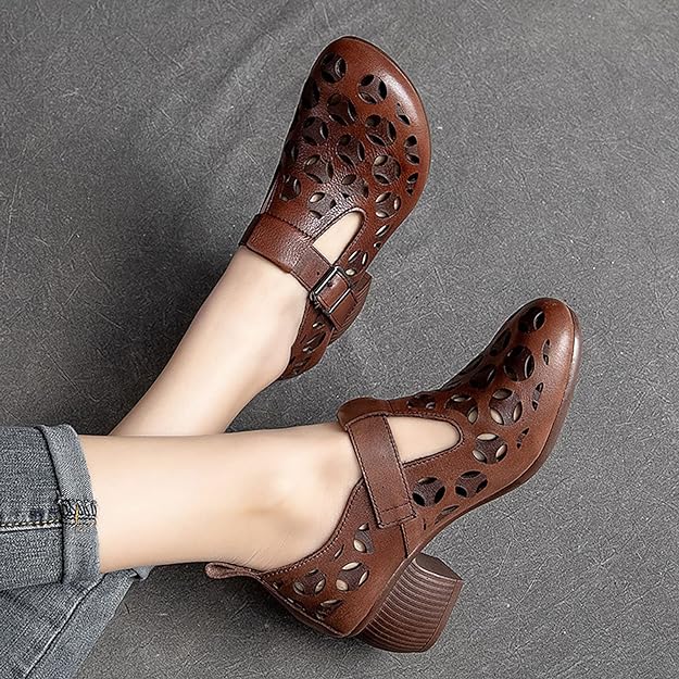Wearscomfy Women's Leather Retro Ethnic Style Casual Shoes