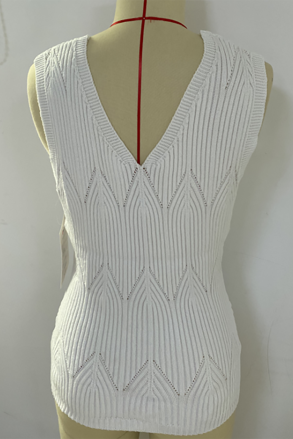 V Neck Knitted Sleeveless Top