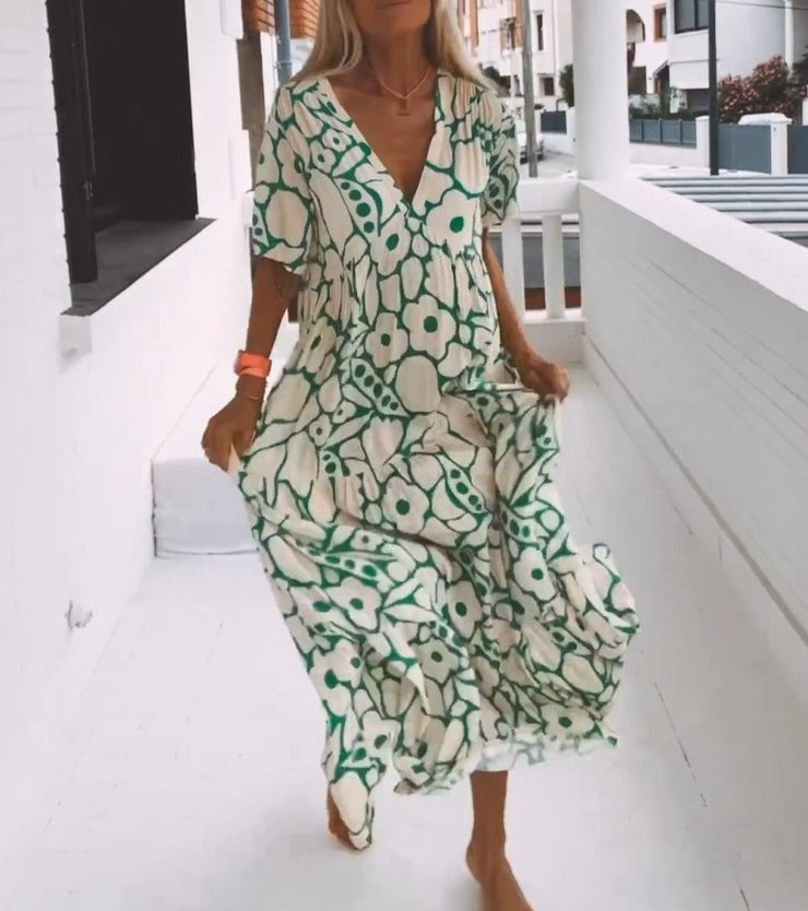 New short sleeve printed dress
