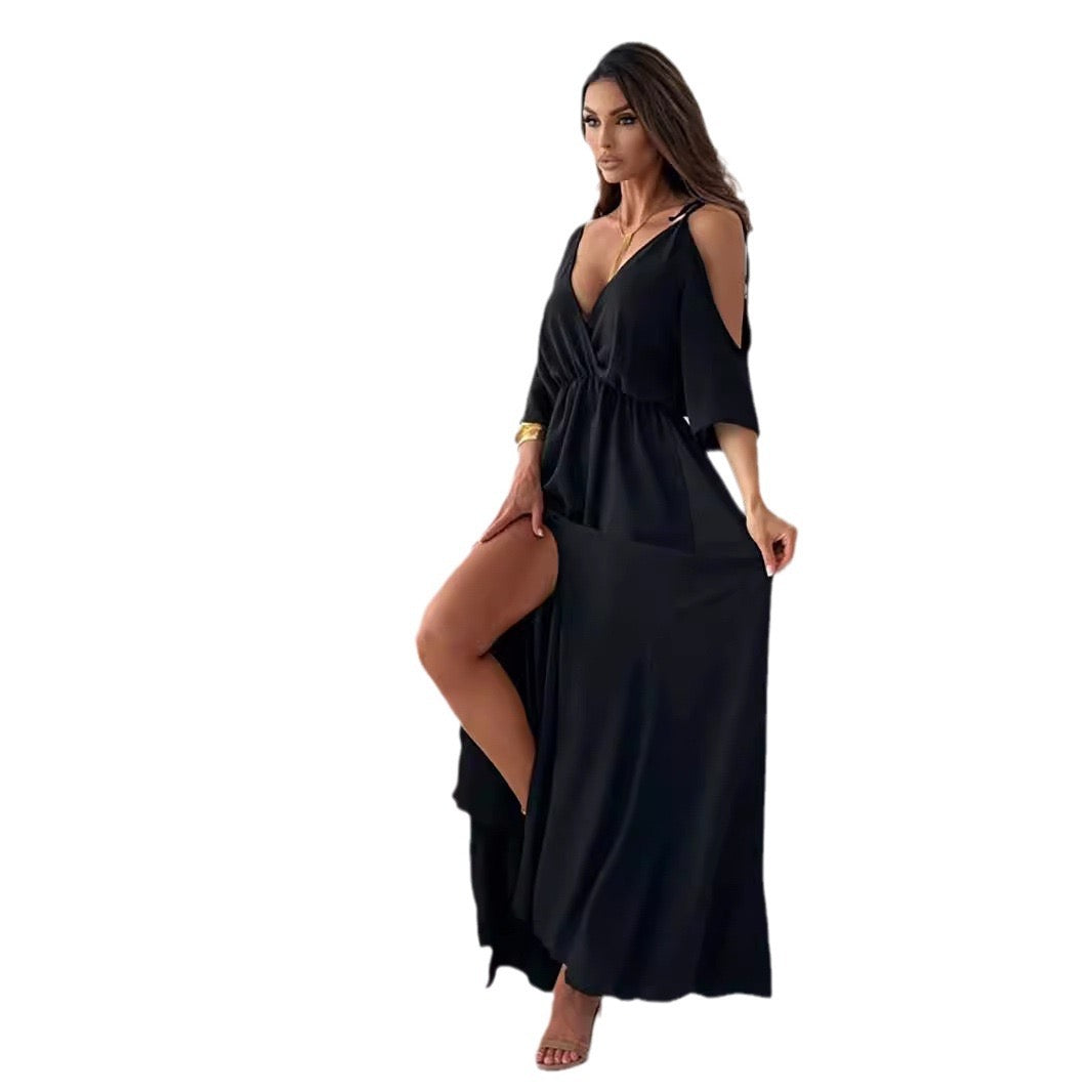 Elegant Sexy V Neck Side Slit Dress
