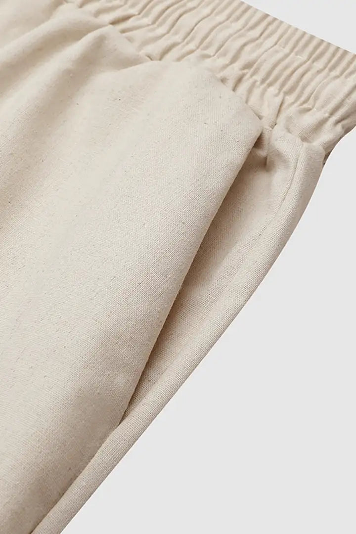 Solid Drawstring Waist Slant Pocket Pants