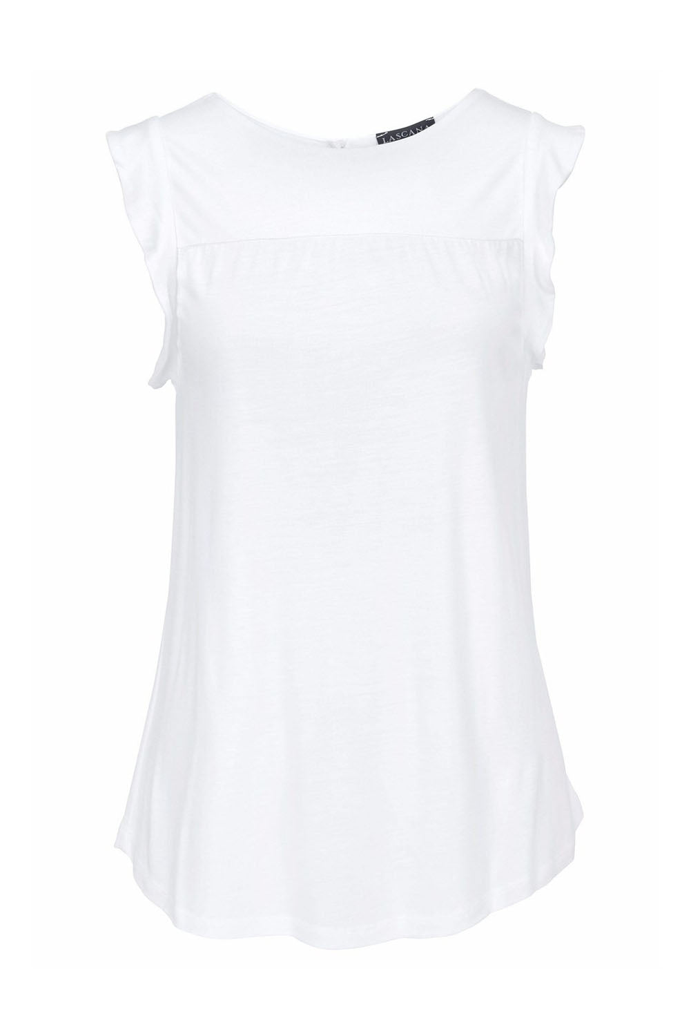 Keyhole Back Ruffled Sleeveless Top