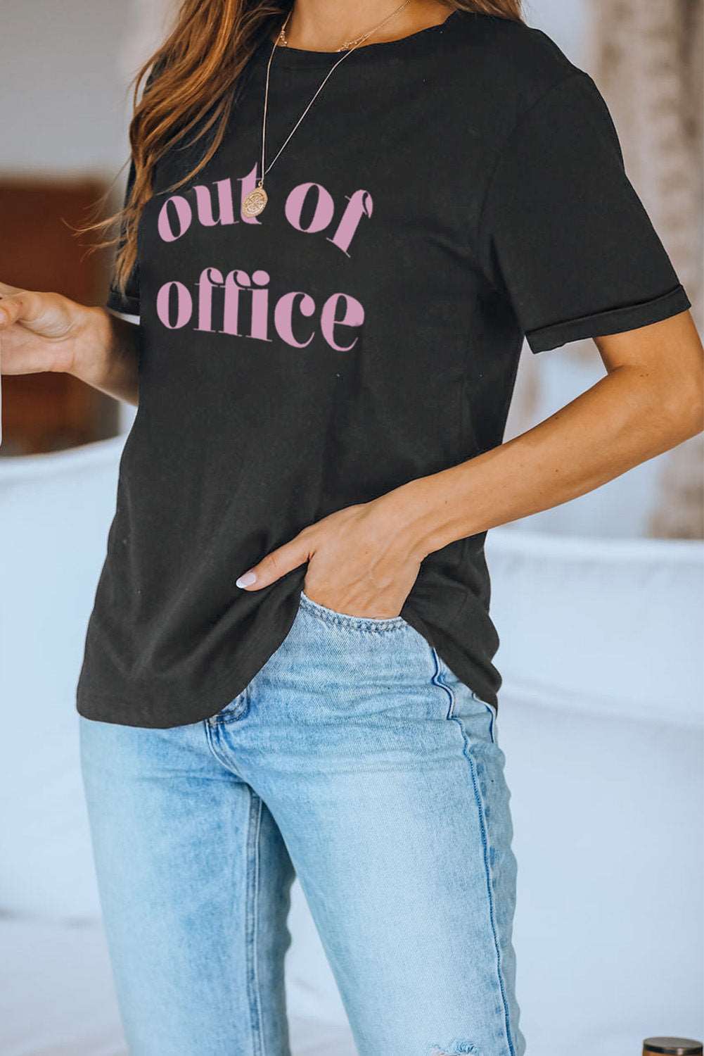 Casual Letter and Car Print Graphic Tee