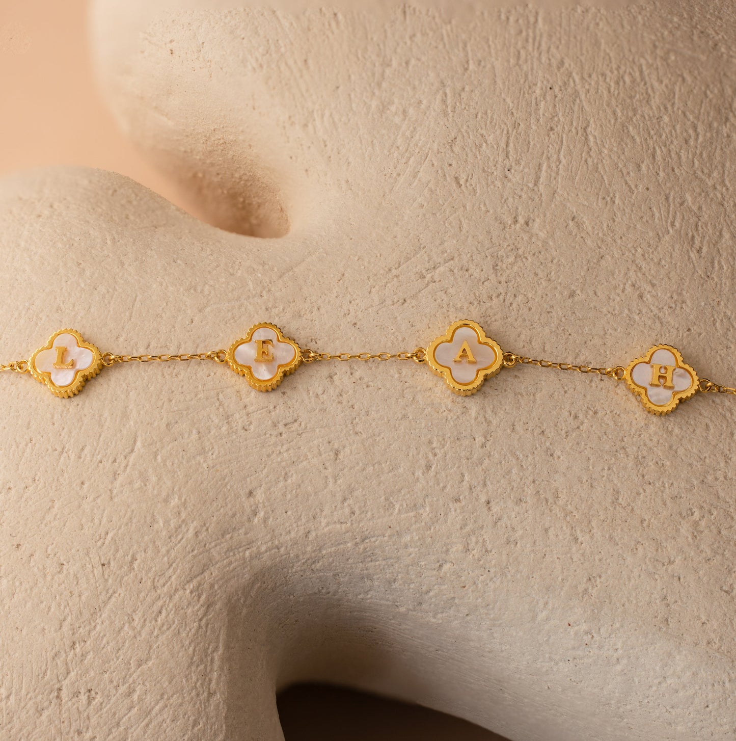 Pearl Clover Letter Necklace