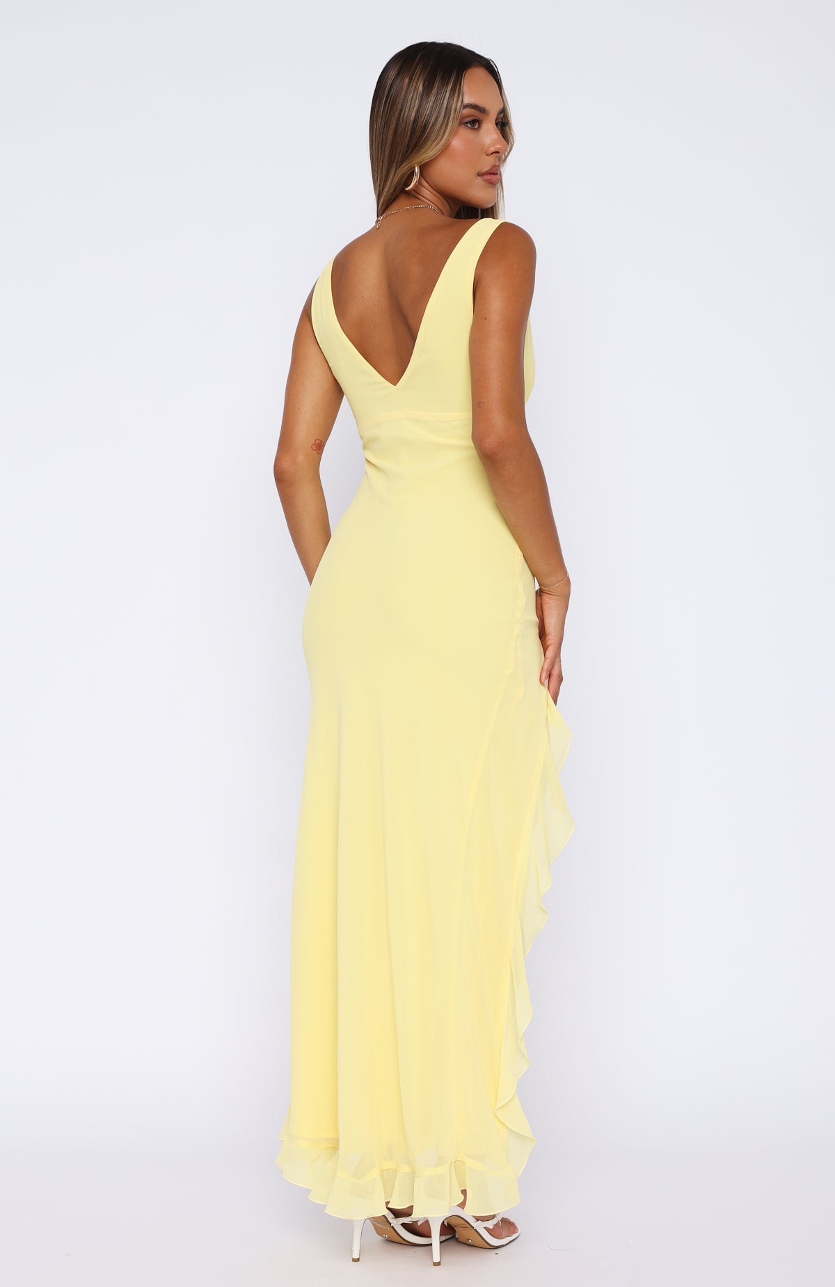 Aure Paris Slit Maxi Ruffled Dress