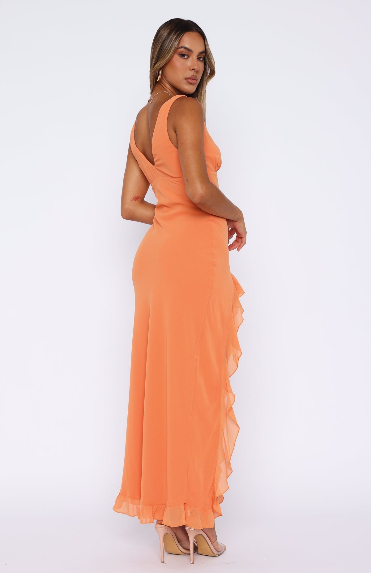 Aure Paris Slit Maxi Ruffled Dress