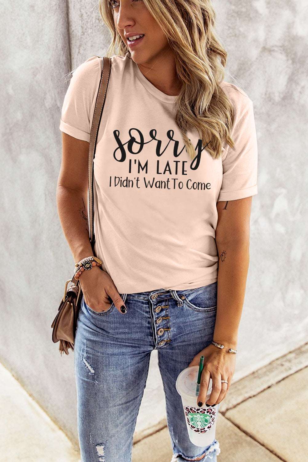 Casual Letter and Car Print Graphic Tee