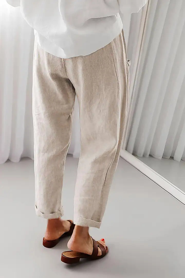 Solid Drawstring Waist Slant Pocket Pants