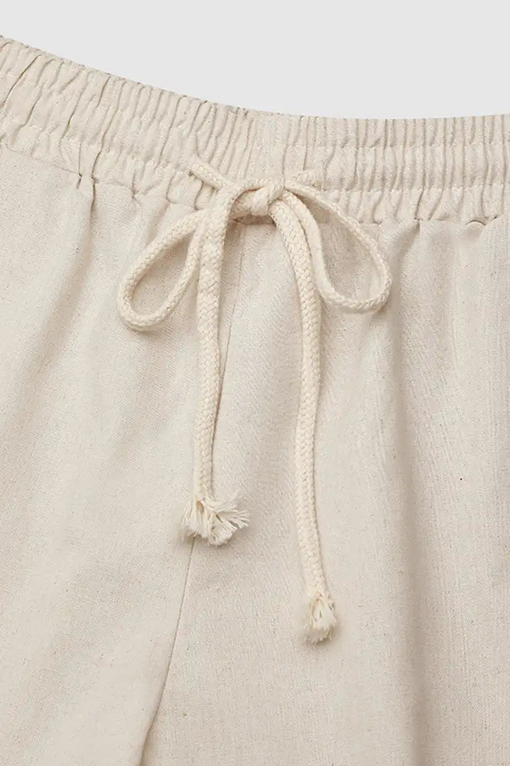 Solid Drawstring Waist Slant Pocket Pants