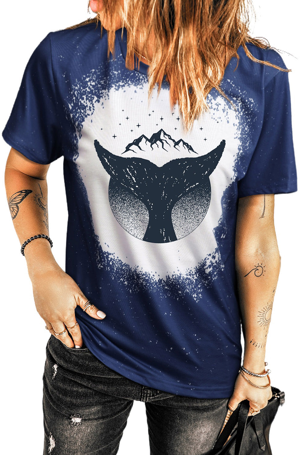 Western Pattern Leopard Letter Print Short Sleeve T-shirt
