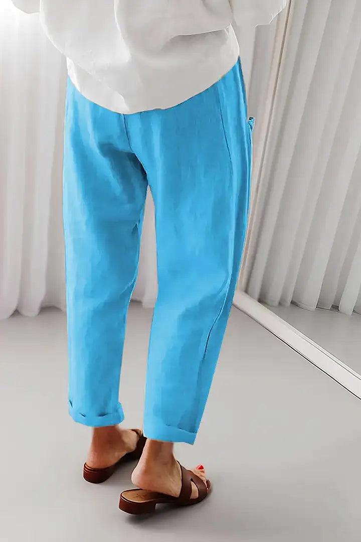 Solid Drawstring Waist Slant Pocket Pants