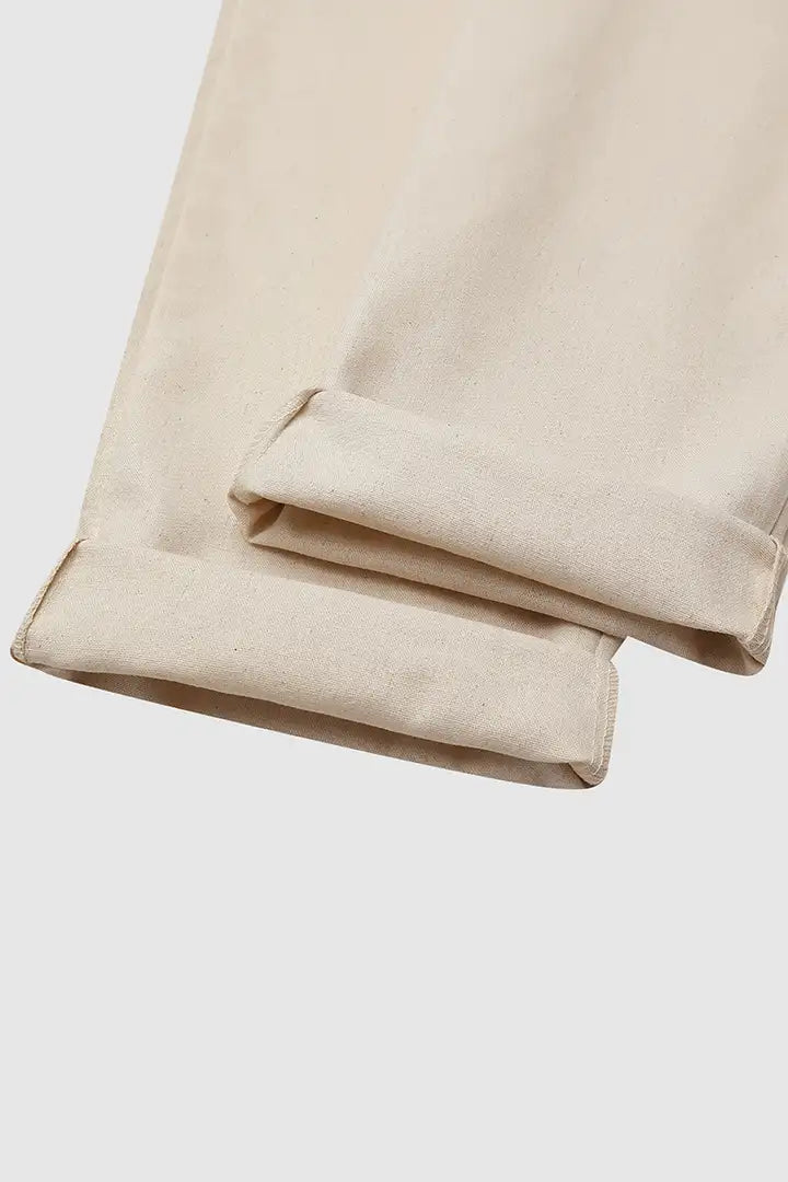 Solid Drawstring Waist Slant Pocket Pants