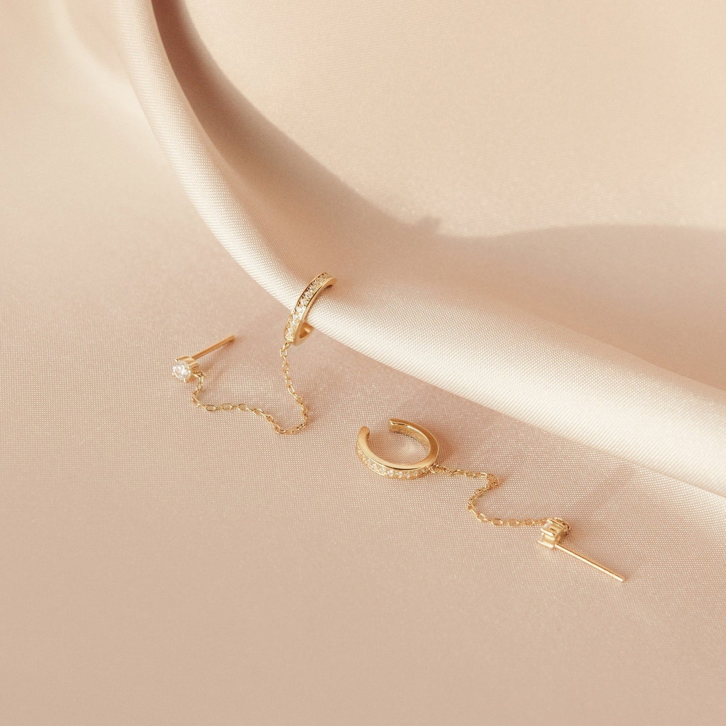 Pave Chain Ear Cuffs
