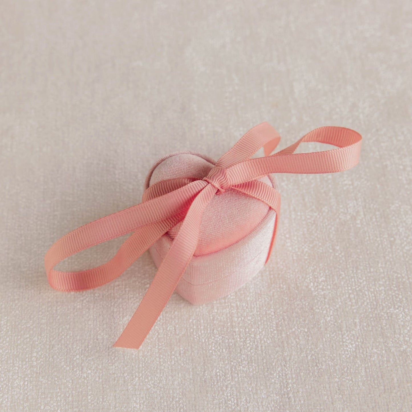 Pink Velvet Heart Ring Box