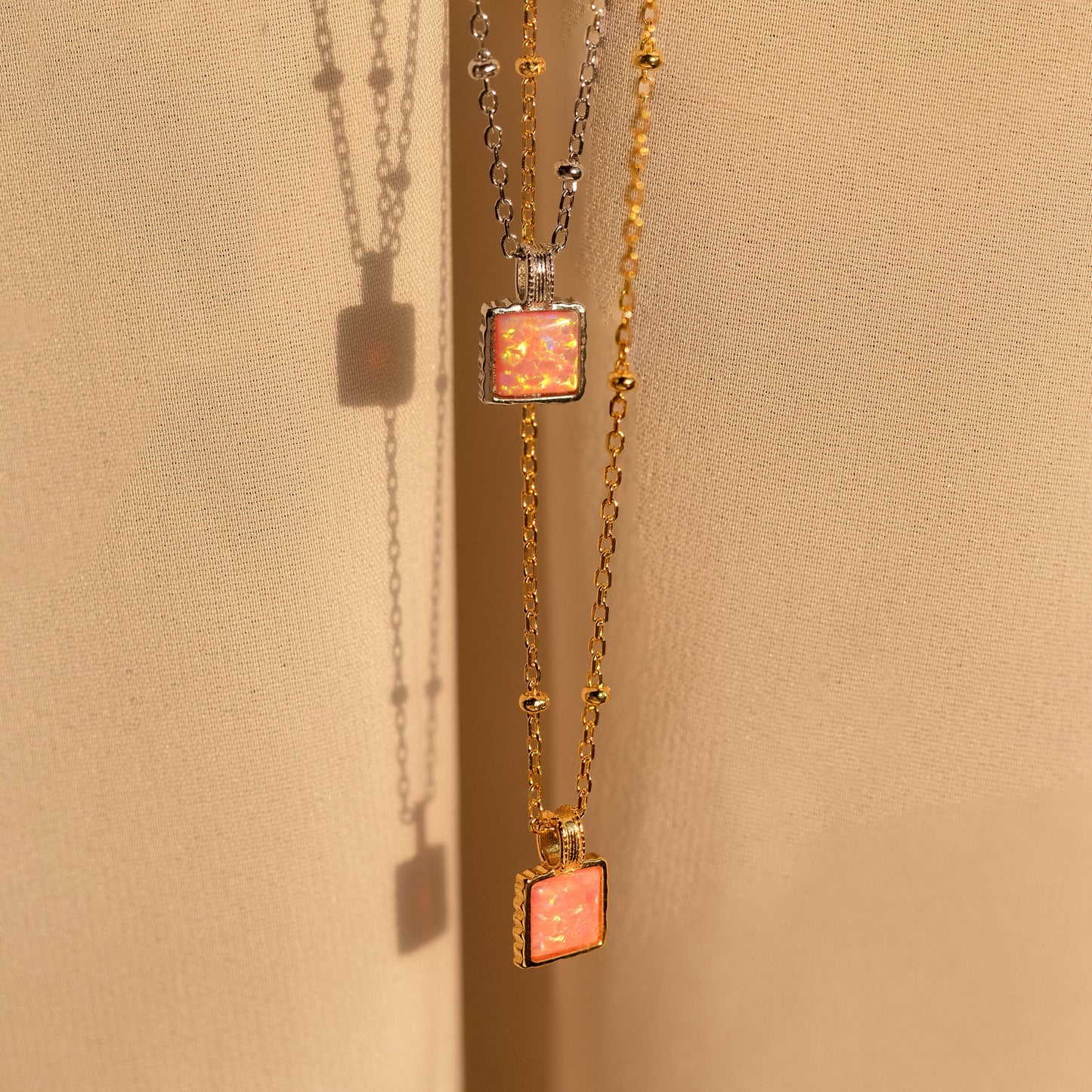 Pink Opal Pendant Necklace