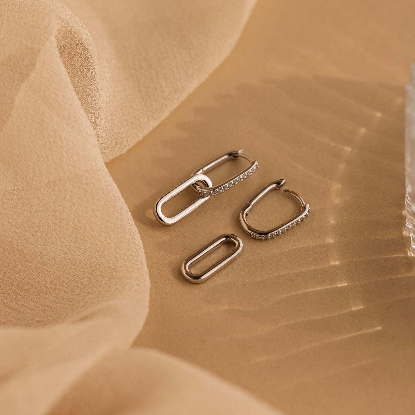 Pave Link Drop Earrings