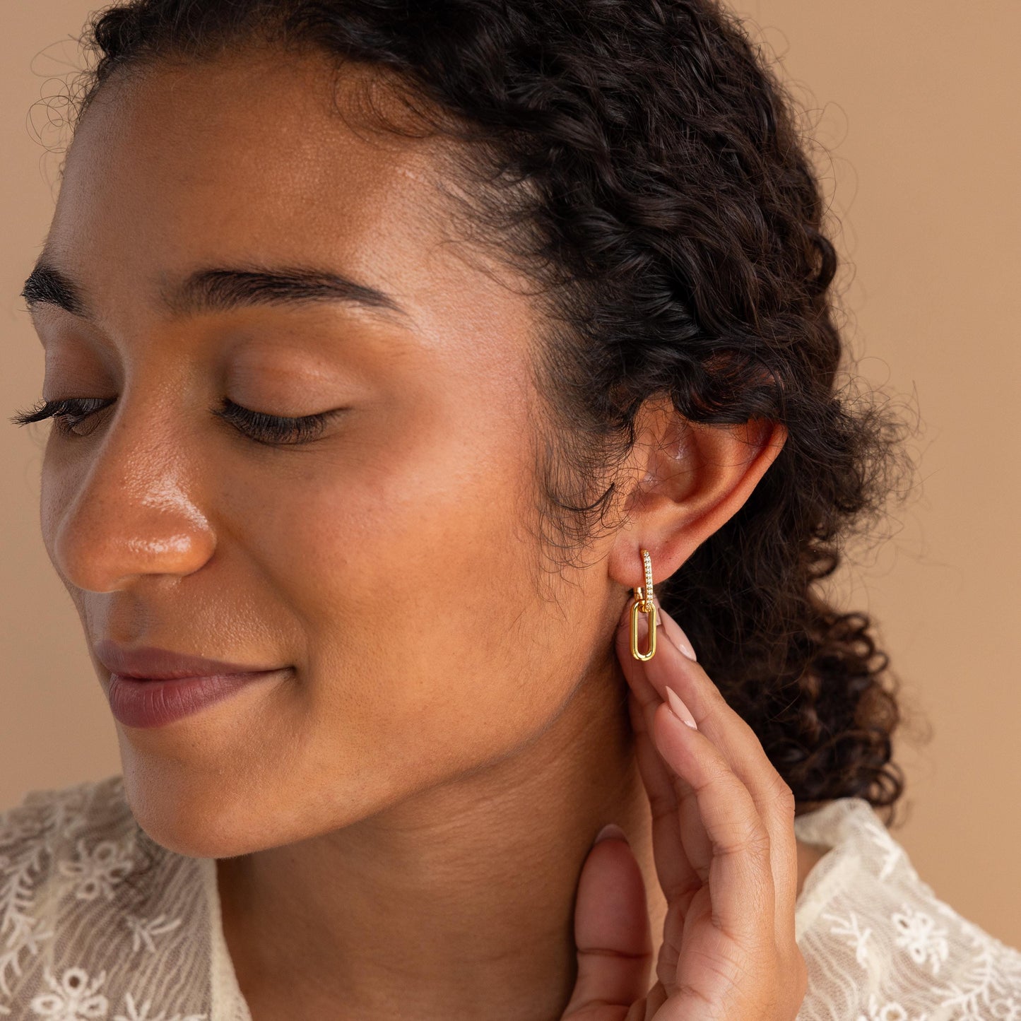 Pave Link Drop Earrings