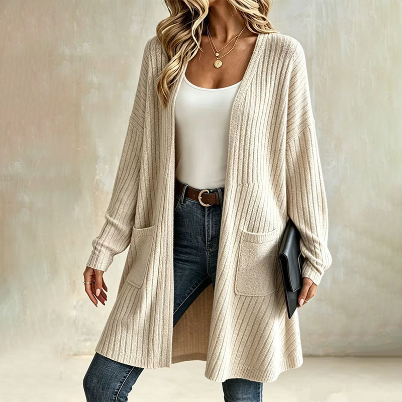 Aure Paris Women's Ribbed Knit Cardigan