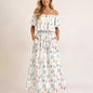 Women's Off The Shoulder Dress Wedding Guest Dress Summer Casual Long Ruffle Party Side Split Beach Maxi Dresses