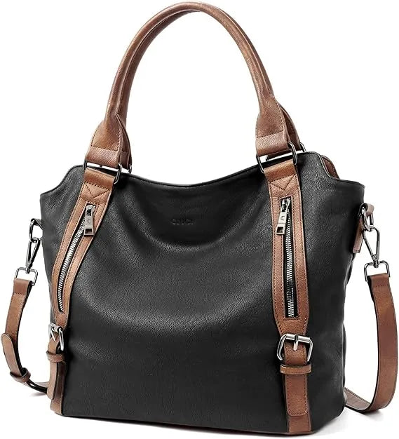 👜CLUCI Vegan Leather Large Handbags Tote Purse Shoulder Bag with Adjustable Strap