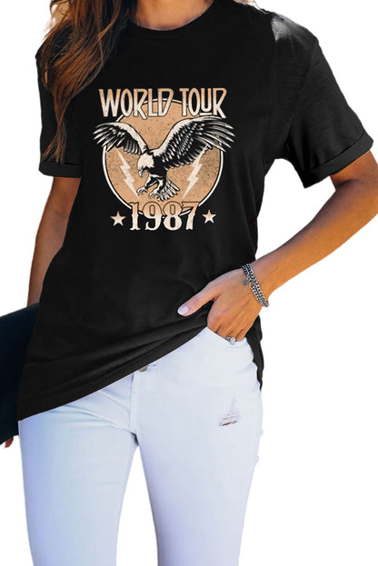 Western Horse Letter Print Graphic T-shirt