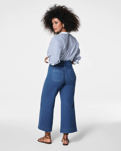 Tummy Control Cropped Wide-Leg Jeans