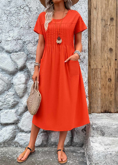 Stitch Short Sleeve Round Neck Dress