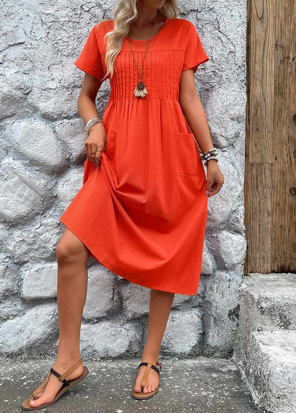 Stitch Short Sleeve Round Neck Dress