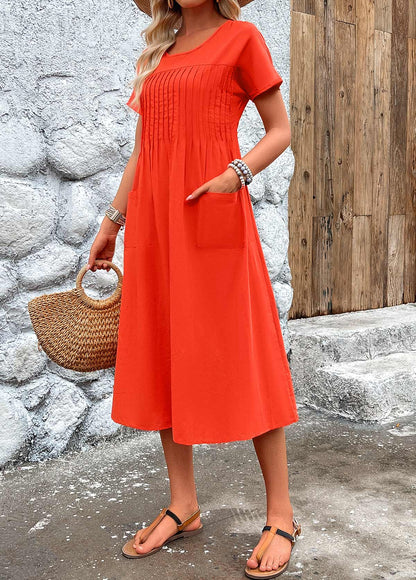 Stitch Short Sleeve Round Neck Dress