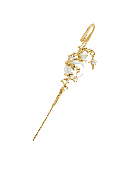 18K Platinum /24K Gold Ear Hook Needle Piercing Earring