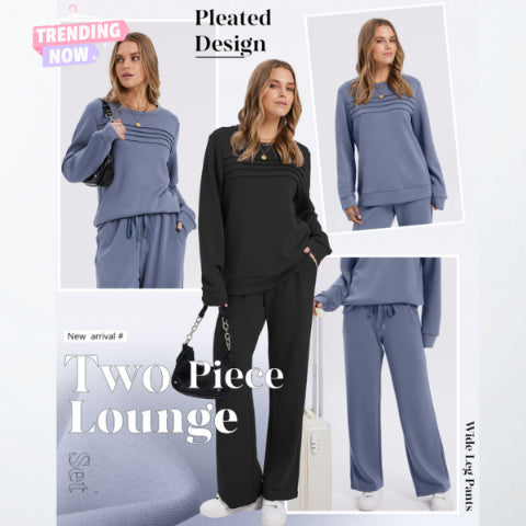 ✨Women's Crew Neck Top & Drawstring Pants Set2